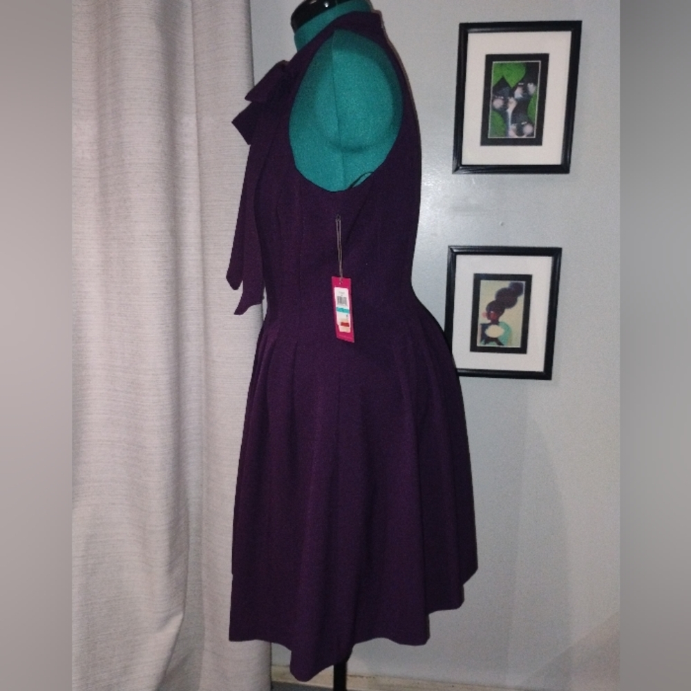 Vince Camuto Women's Bow-Neck Fit & Flare Dress Purple Sz 16 NWT - Picture 9 of 10
